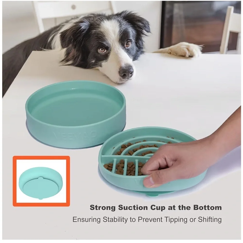 NEW-Slow Feeder Bowl Medium Dog Food & Water Bowl Promotes Healthy Digestion,
